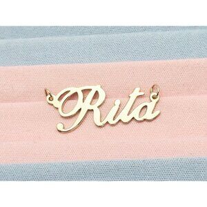 Unique 14K Karat Solid Yellow Gold Designer Name Initial " Rita " Charm Pendant